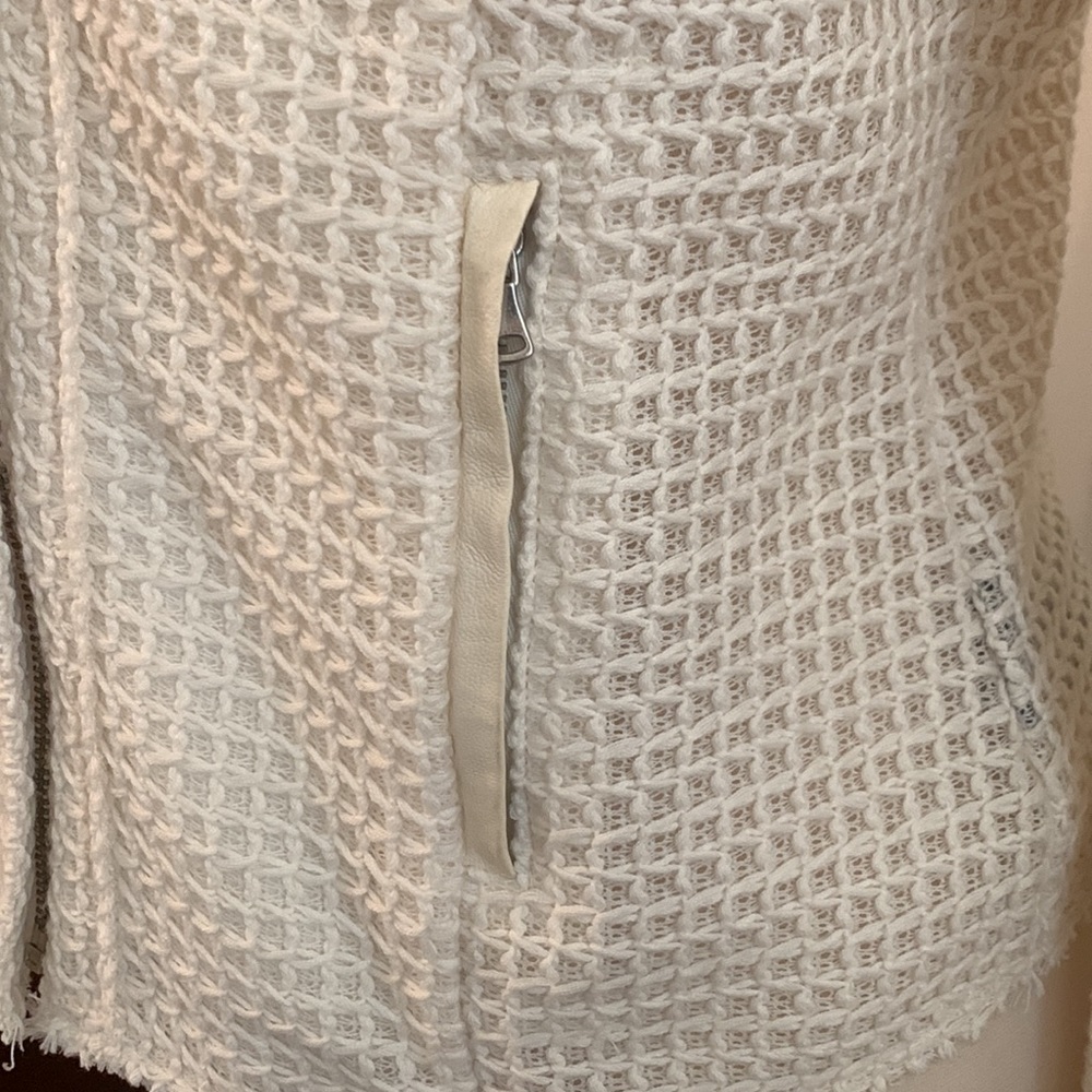 🍦Paige Cream Jacket Cardigan w/ Leather Accents M - Picture 4 of 16